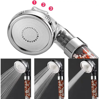 3 Functions High Pressure SPA Shower Head With Anion Filter Shower